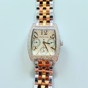 Two Tone Michael Kors MK5681 Chronograph Women's Watch 7.2” Bracelet / Working